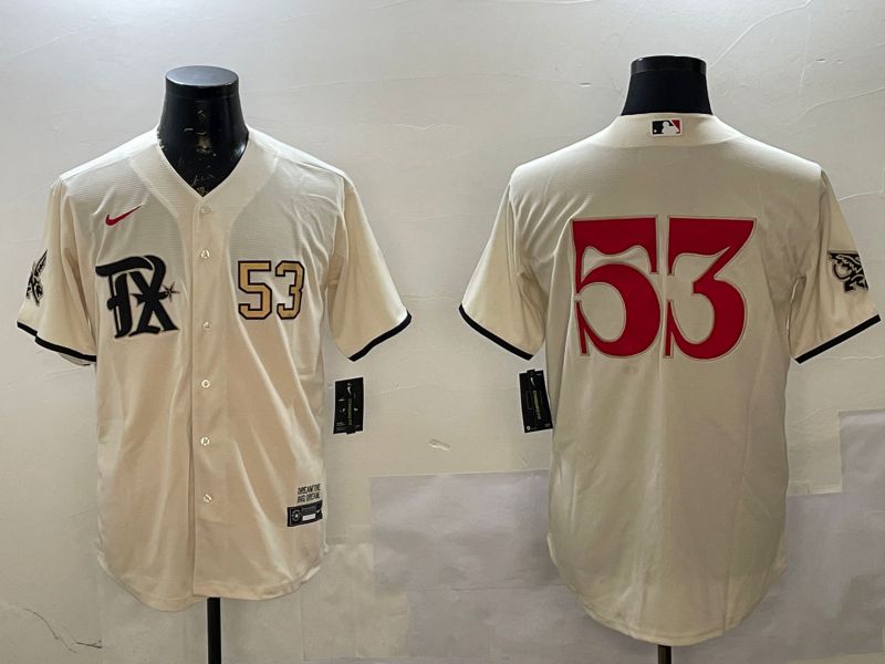 Men Texas Rangers 53 No Name Cream City Edition Game Nike 2025 MLB Jersey style 2